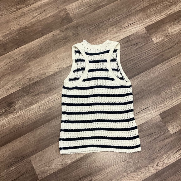 Madewell Womens Crochet-Knit Crewneck Sweater Tank N0991 Sz XS in Blue&White NWT - Picture 7 of 7